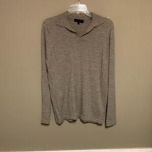 Patrick Assaraf Men's Extra-Fine Merino Open Polo Sweater Medium Minimalist